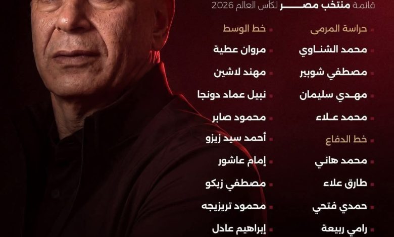 قائمة منتخب مصر النهائية كأس العالم 2026: 26 لاعب يعلنهم حسام حسن رسميا
